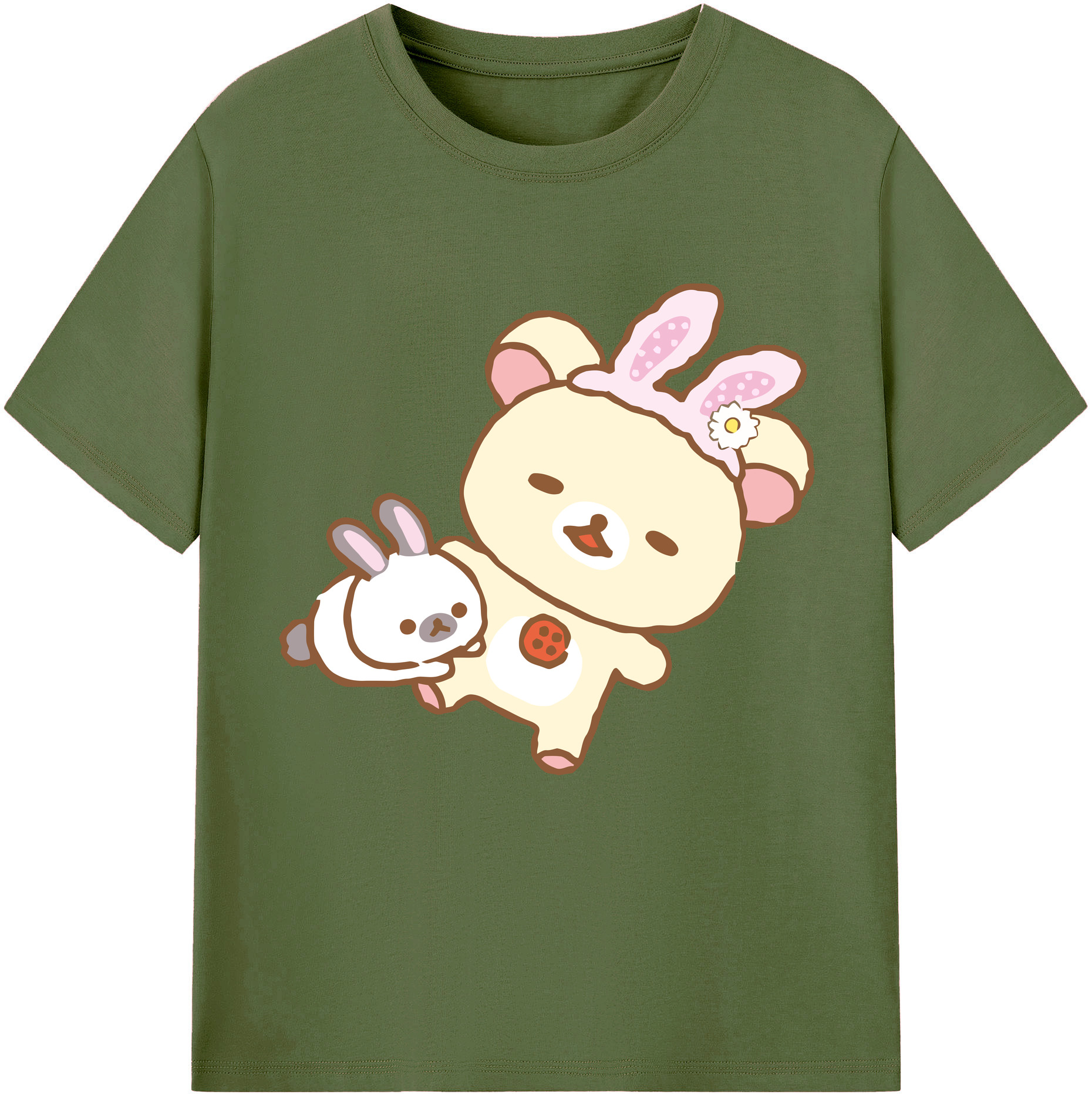 （画像用） リラックマ リラックマ キイロイトリ Rilakkuma Korilakkuma Kiiroitori 綿100％半袖Tシャツ（フロントプリント）